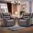  39.8" Wide Classic and Oversized Breathable Faux Leather Power Recliner with USB Port-453480230