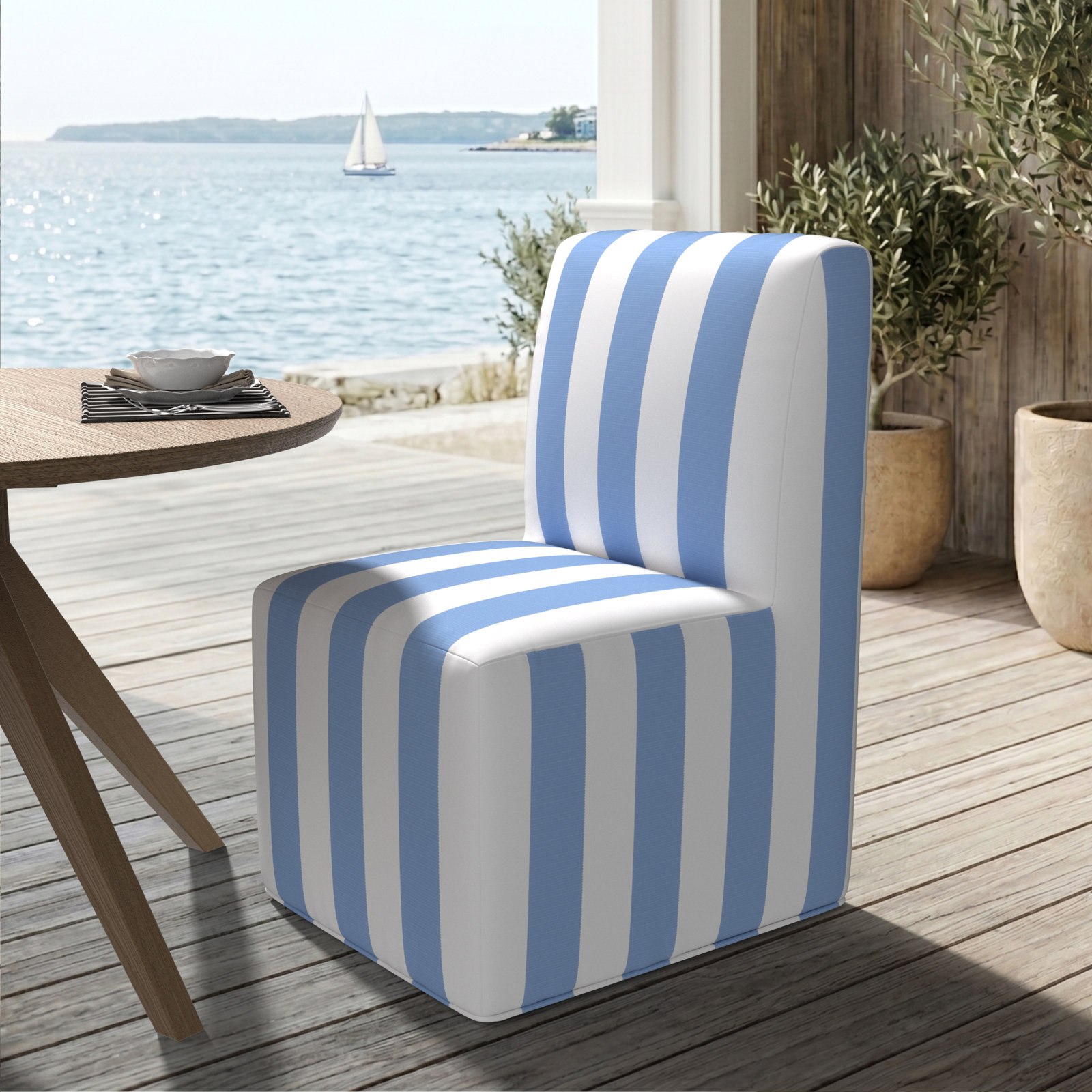 Eliana Sunbrella® Patio Dining Chair, Refuge Ocean