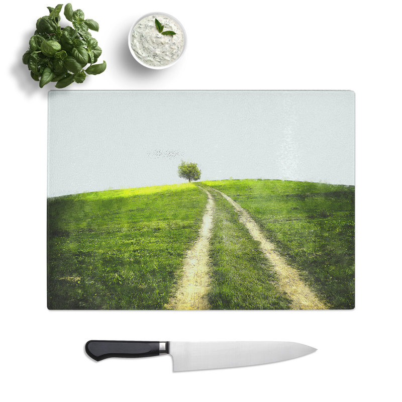 Tempered Glass Path to a Lone Tree Chopping Board, 20 cm x 28.5 cm