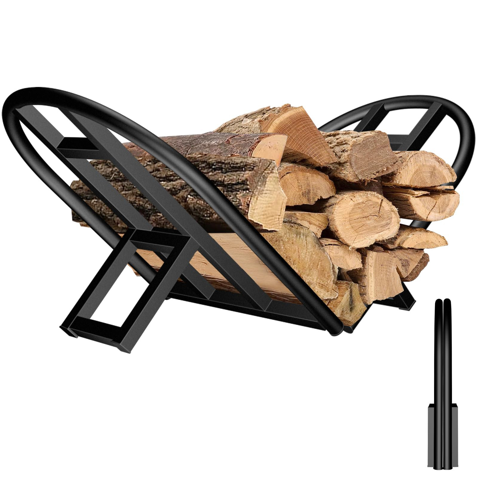 17 Stories Firewood Rack Outdoor Indoor, Foldable Wood Rack Metal ...