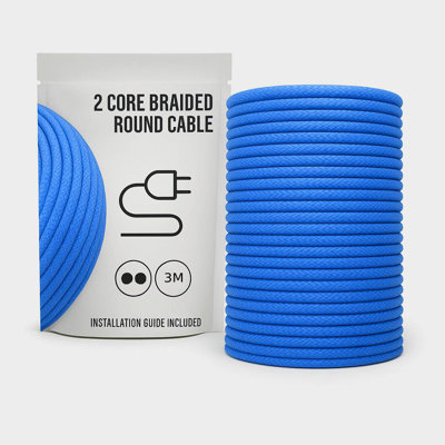 Mirmande 2Core Round Fabric, Vintage Style Italian Braided 0.75Mm Flexible Lighting Electrical for UK Lighting Cable