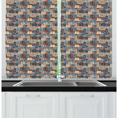Damask Tailored Kitchen Curtain