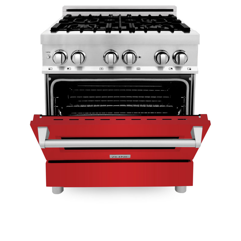 ZLINE 30" Legacy Dual Fuel Range, Red Matte Stainless Steel