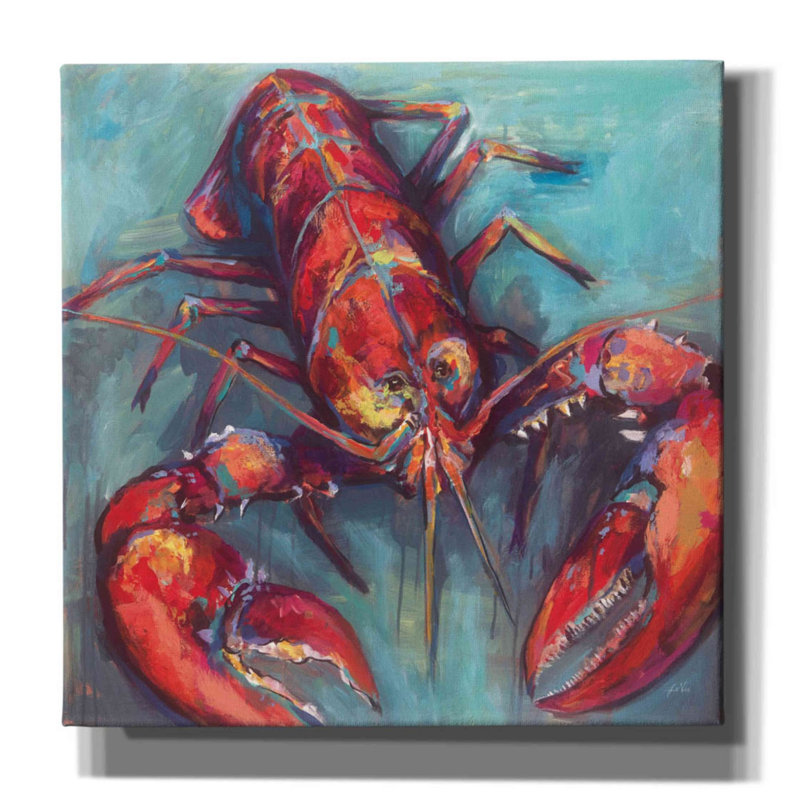 «Lobster» par Jeanette Vertentes, art mural sur toile, H 12 po x l 12 po x P 0,75 po