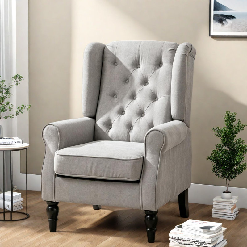 Chaises d'appoint hautes à oreilles, chaise moderne en bois de polyester gris pour la maison