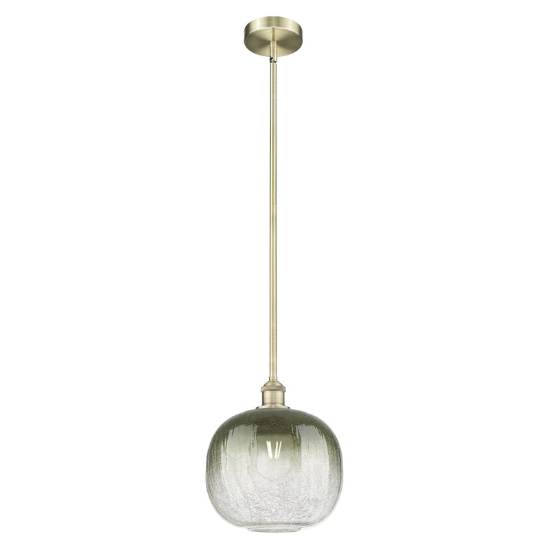 Edison - Brookhaven Sphère - Mini-luminaire suspendu avec tige 11 po 1 lumière, Ardoise, Laiton antique