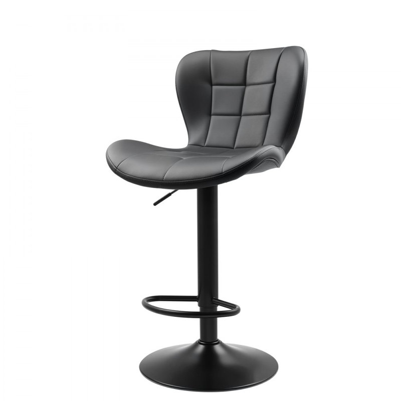 Bar Stool, Modern PU Leather Counter Height Stools, Swivel Kitchen Barstool with Back and Footrest, Height Adjustable Armless Bar Chair, Island Barstools for Kitchen, Dining Room, Black