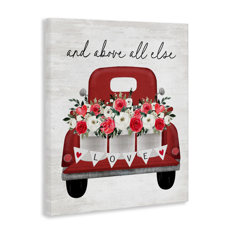 «Above All Else Romantic Truck Canvas», par Lettré et doublé, H 48 po x l 36 po