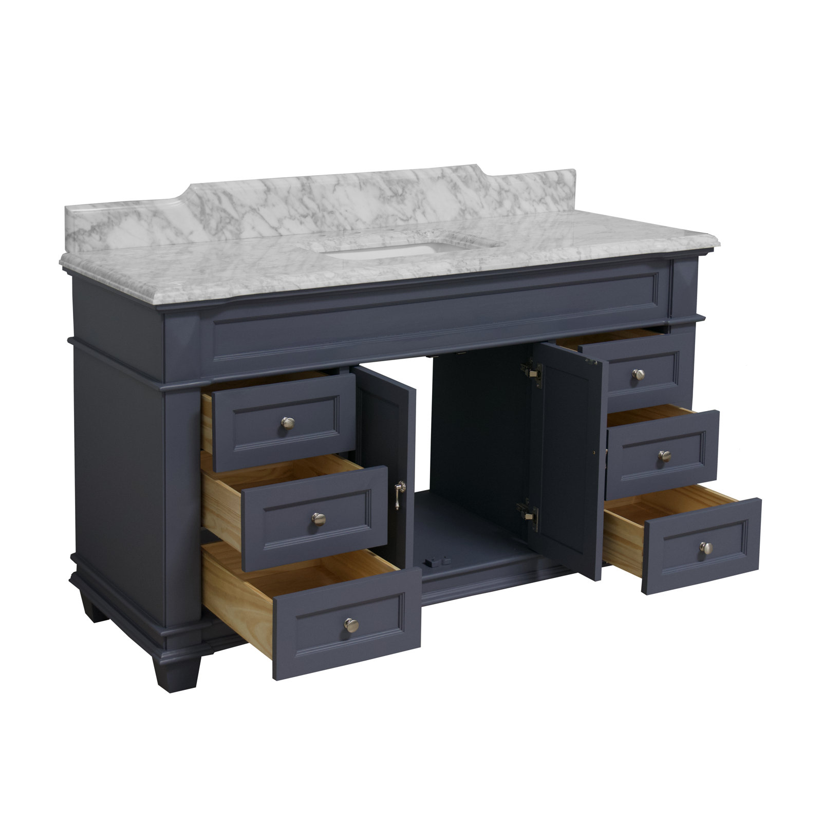 Ensa 60'' Single Bathroom Vanity, Carrara Marble, Marine Gray