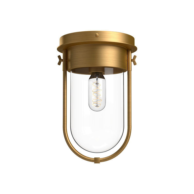 Cyrus Glass Flush Mount, Aged Gold