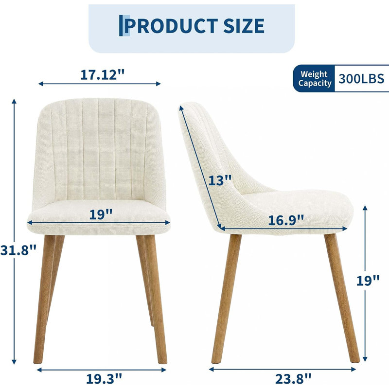 Ensemble de 2 chaises de salle à manger, cuisine moderne rembourrée, Blanc, Blanc