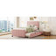 Lit plateforme simple tapissier en velours avec lit gigogne simple, rose
