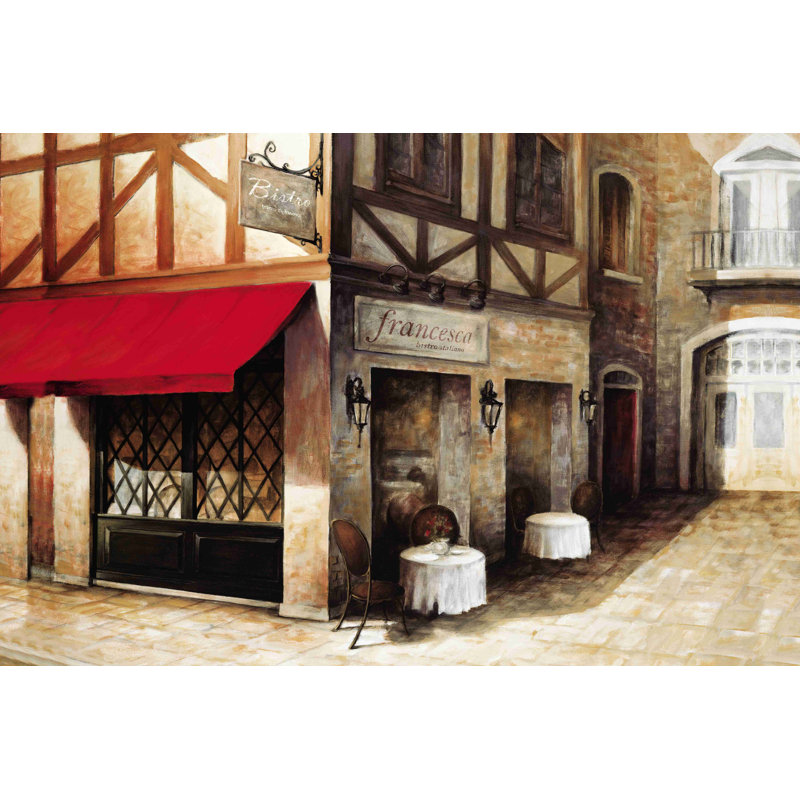 Bistro De Francesca 2 - peinture sur toile tendue, H 32 po x l 48 po