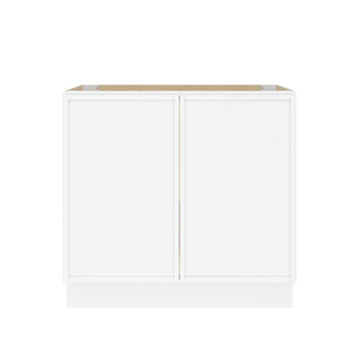 Armoire de base modulaire moderne en bouleau blanc avec structure étroite et quincaillerie à fermeture en douceur, disposition flexible pour les cuisines et espaces polyvalents