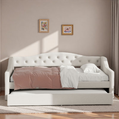 Modern Upholstered Daybed With Led Belt And Trundle