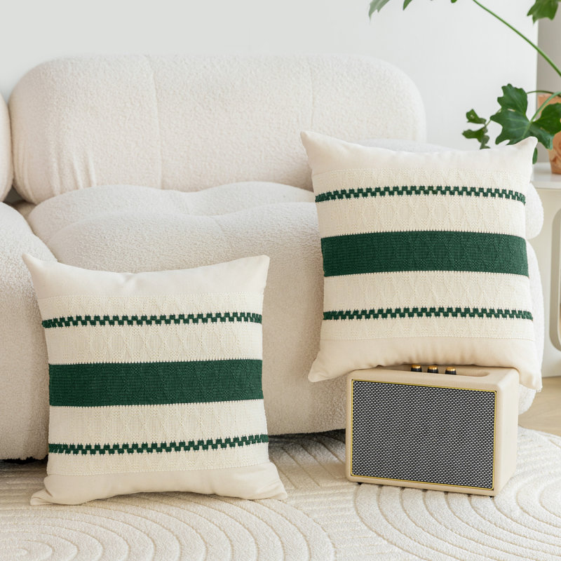 Barossa Design Boho Geometric Cotton Blend Throw Pillow Cover, Square 20", Dark Green