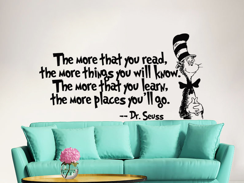 Décalcomanie murale "dr seuss the more you read, Jaune