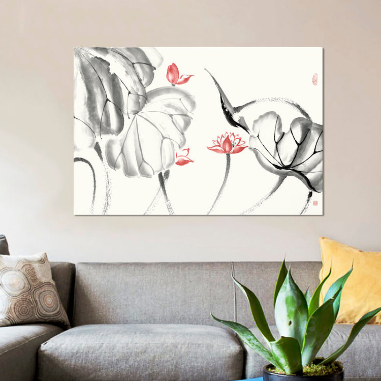 «Lotus Study With Coral III», reproduction sur toile, H 18 po x l 26 po x P 1,5 po
