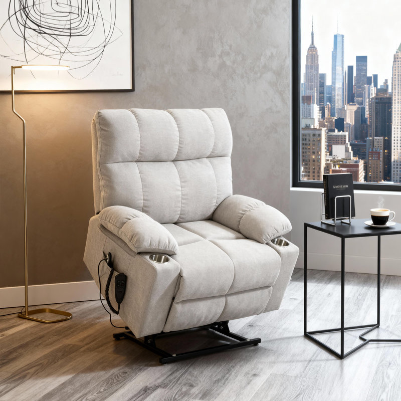 Dual Motor Power Lift Recliner Chair With Massage, Heat & 350 Lbs Weight Capacity, Gray