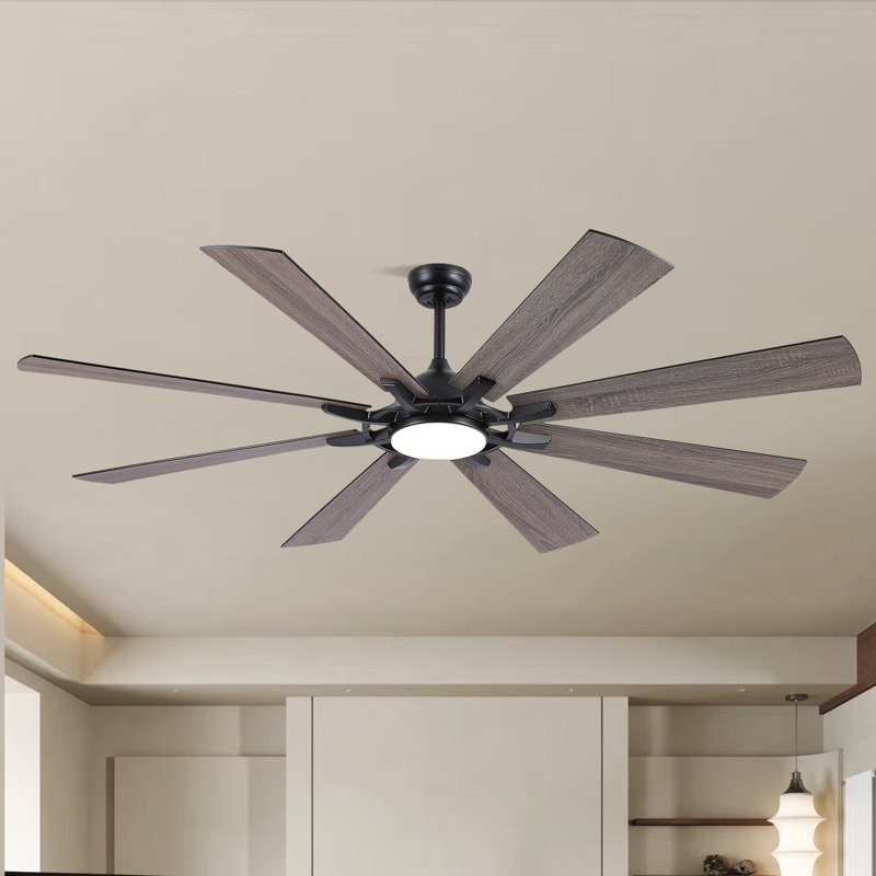 72" Windmill Large Ceiling Fan With 3cct Led Lights And Remote Control, Black