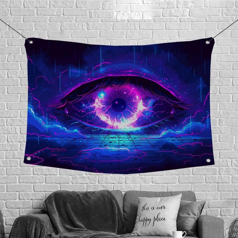 Observant Eye Abstract Fabric Tapestry, 68" H x 80" W