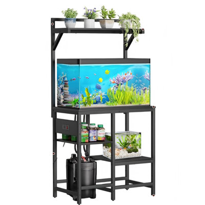 20-29 Gallon Fish Tank Stand, Aquarium Stand With Power Outlet,Black