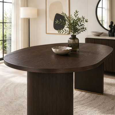 Table de salle à manger ovale à double piédestal