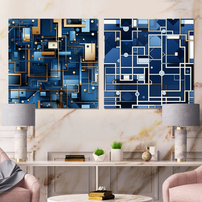 Contino - Abstract Shapes Wall Art Living Room Set Of 2