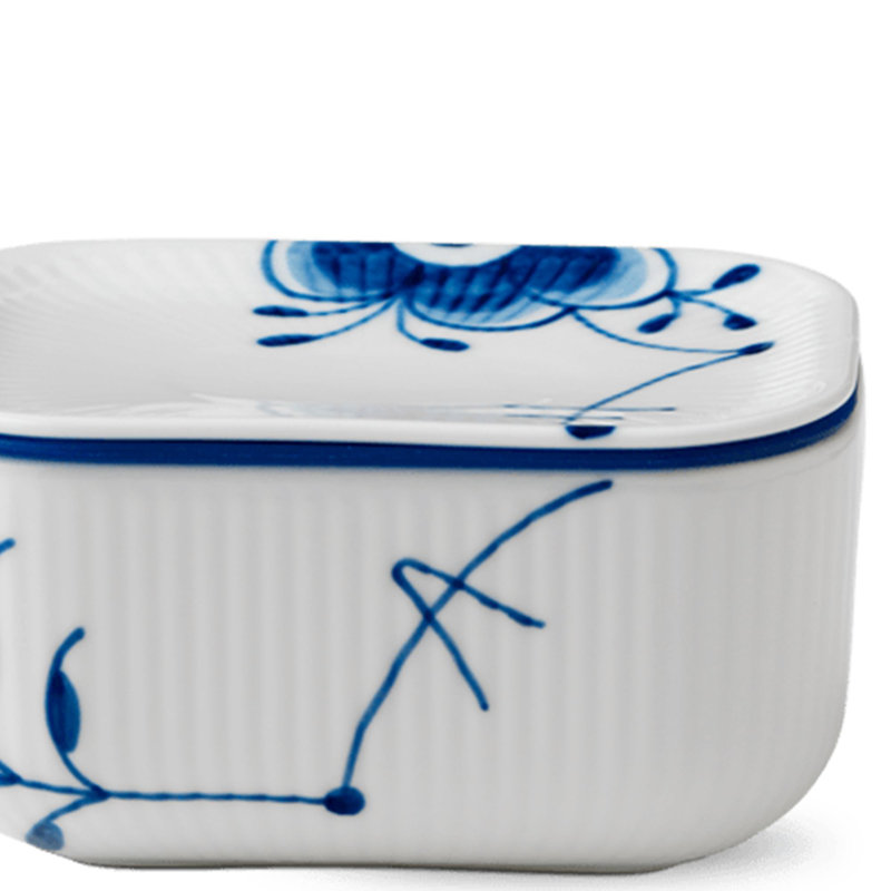Royal Copenhagen White/Blue Fluted Mega Butter Dish