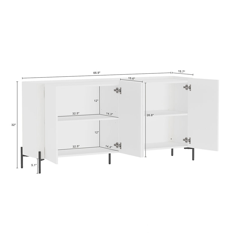 Abbey 67" Sideboard In White, White