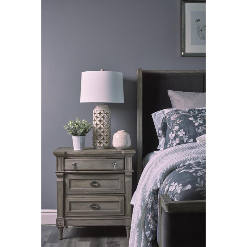 Table de chevet 3 tiroirs en gris
