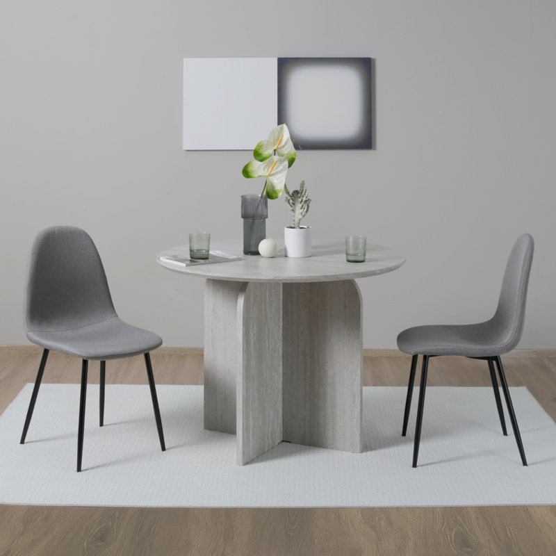 Asteria - Linen Dining Chairs - Modern Kitchen & Dining Seating, 2, Beige, Black