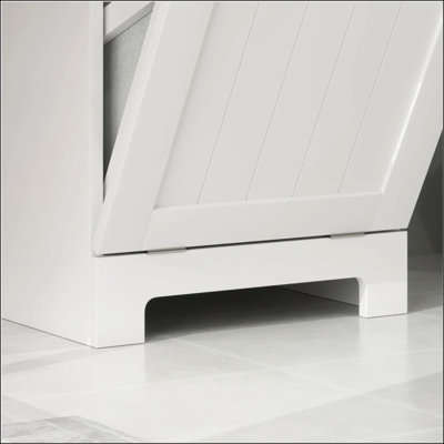 Armoire autoportante avec panier à linge inclinable et tiroir pour espaces de vie modernes et organisés