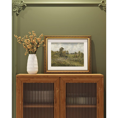 Vintage Gold Framed Wall Art, Wildflower Field Blossom Meadow Paintings, Victorian Wall Decor for Living Room Bedroom Bathroom, Canvas Prints Antique Pictures Frame 13x16 inch