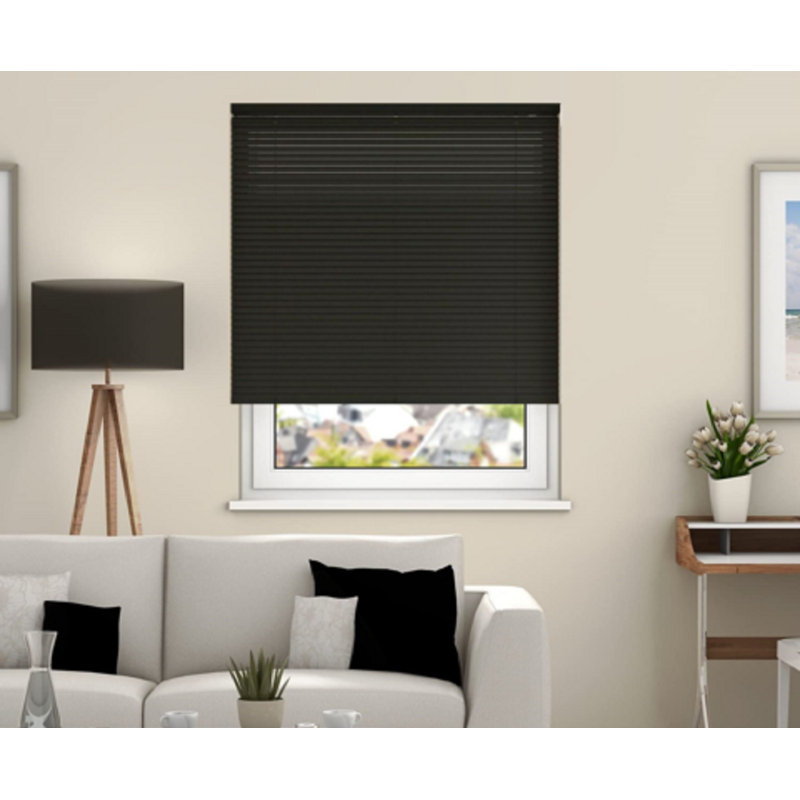 PVC Metal Venetian Blind, Black, 213 cm L x 240 cm W