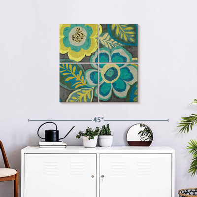 Harnek Floral Assortment Teal On Dark Grey II