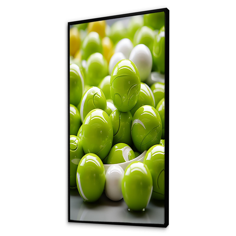 Fractale vert pomme II, Cadre flottant noir, H 60 po x l 28 po x P 1,5 po