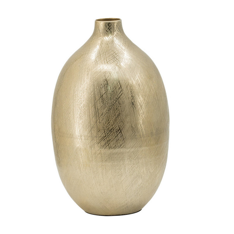 Metal Table Vase, 13.6" H x 8.7" W x 8.7" D, Gold Streaks