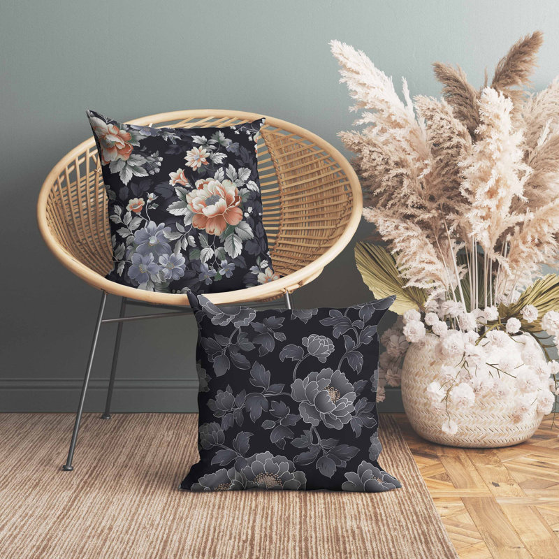 Coussin en faux suède English Twilight, Gris, Carré 16 po