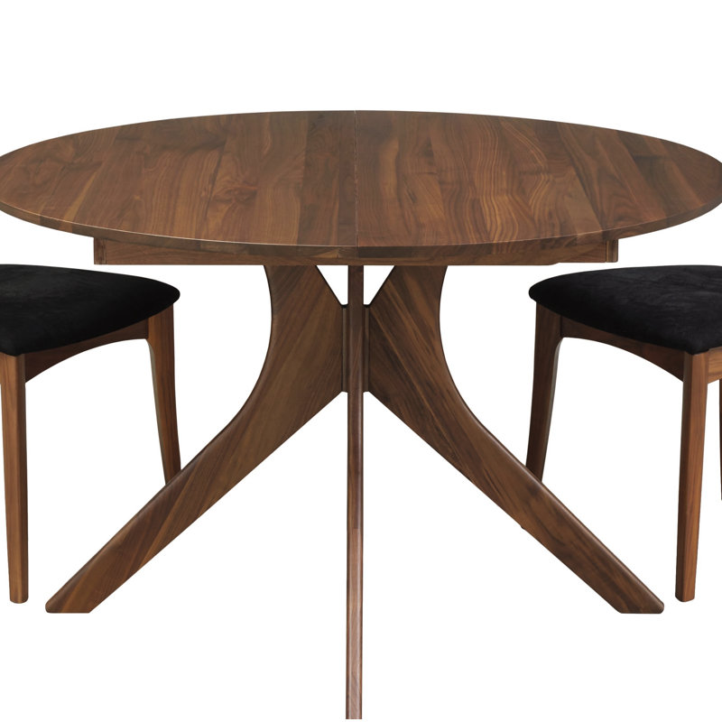 Audrey Round Extension Table, Natural Walnut, 48" L x 48" W