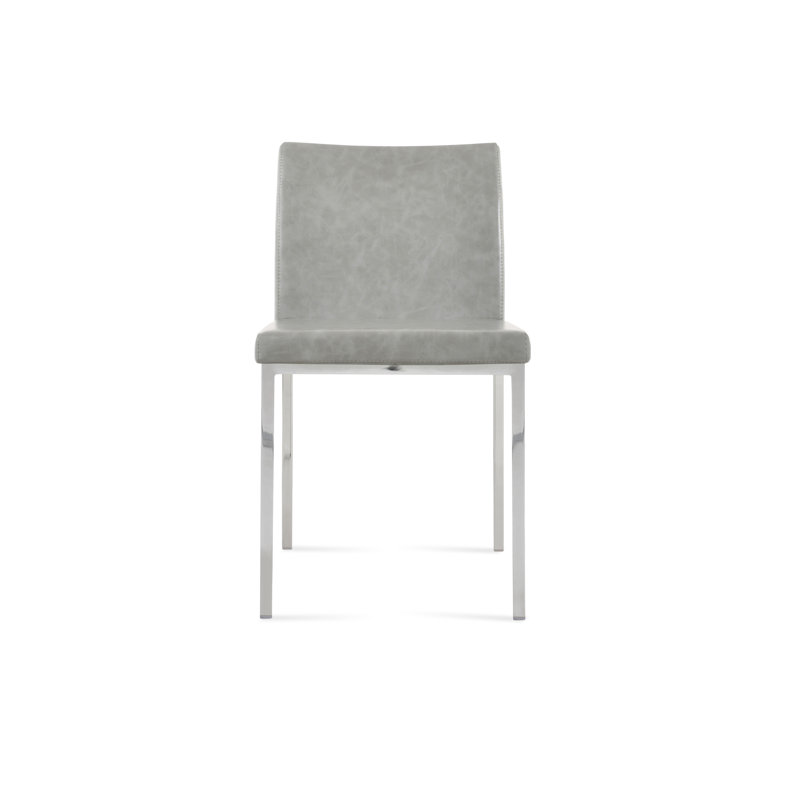Aria Metal Side Chair, PPM Light Gray, Stainless Steel