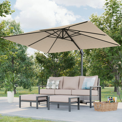 Parasol en porte-à-faux 10 x 8 pi avec tissu teint dans la masse, abat-jour luxueux avec rotation à 360 °