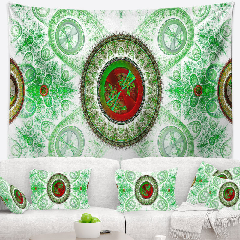 Tapisserie de psychédélique relaxing abstract green light art, H 32 po x l 39 po