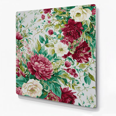 Aquarelle florale 34, art mural gris en métal
