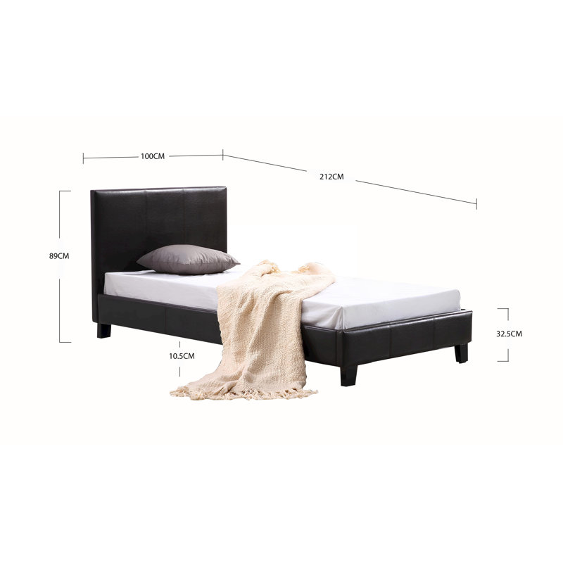 Upholstered Bed, Single (3'), Brown