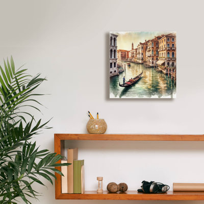 "Alliannah" Venice Italy Watercolor Square "par Rey Klimt, art mural sur toile