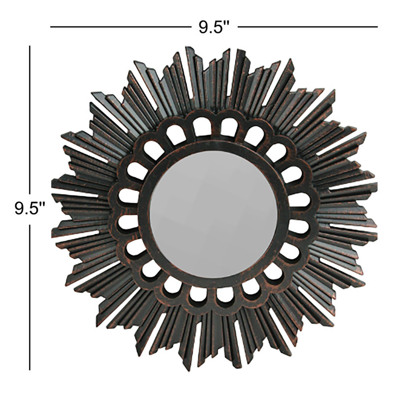 Miroir mural floral rond en bronze brossé 9,5 po