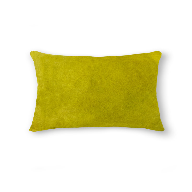 12" x 20" Chevron Cowhide Throw Pillow, Yellow