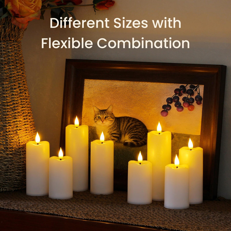 Unscented Flameless Pillar Candle with Plastic Holder, White