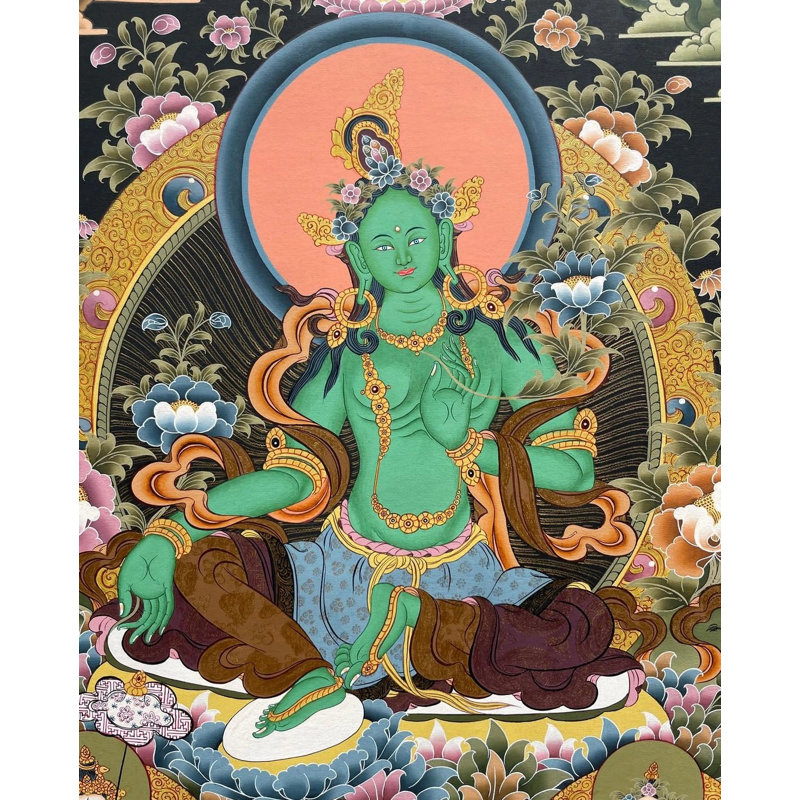 Vert Tara Thangka (Thangka sans brocart)